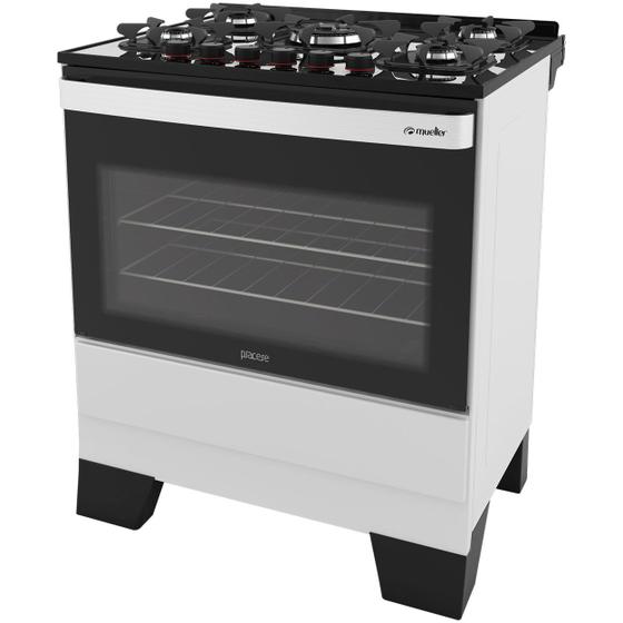 Fogão 5 Bocas Mueller Piacere Vetro Branco Mesa em Vidro - Bivolt - 601220002