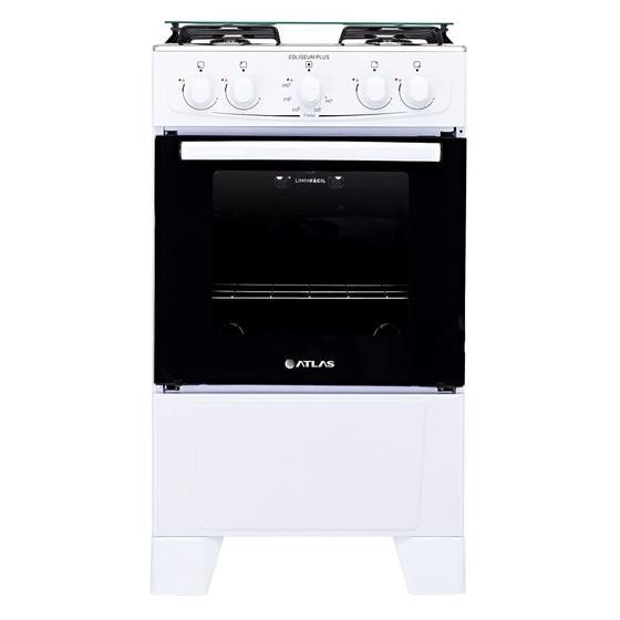 Imagem de Fogão de Piso Atlas 4 Bocas Com Mesa Inox Coliseum Plus Branco