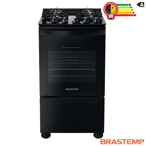 Fogão de Piso Brastemp de 04 Piso com Mesa de Vidro e Dupla Chama Preto - BFO4XAE Imagem de Fogão de Piso Brastemp de 04 Piso com Mesa de Vidro e Dupla Chama Preto - BFO4XAE