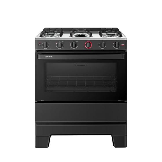 Imagem de Fogão de Piso Esmaltec 5 Bocas com Acendimento Automático Preto Ideal Super  Bivolt