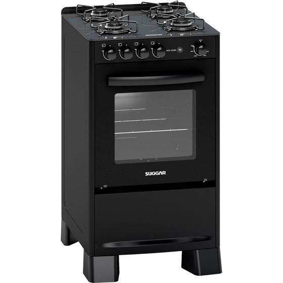 Imagem de Fogão de Piso Neo Cook mesa de vidro 4 Queimadores Preto Bivolt Suggar FGV410PT