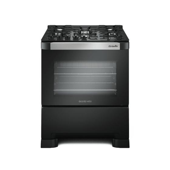 Fogão 5 Bocas Mueller Decorato Vetro G3 Preto Mesa em Vidro - Bivolt - 601230052
