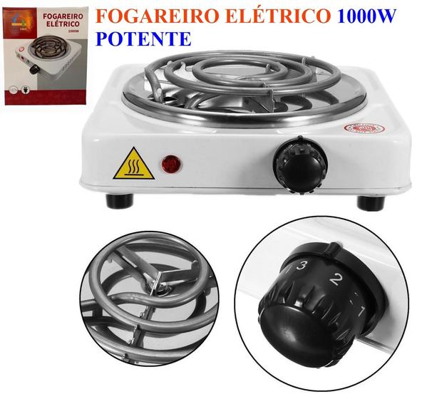 Imagem de Fogao Eletrico 1 Boca Fogareiro Portatil 1000w Econômico 110V POTENTE