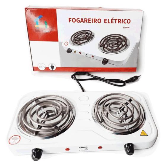 Fogão Elétrico 2 Bocas Com 5 Temperaturas 2000W Branco 127V Relinx FU