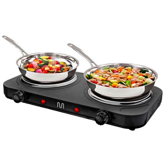 Fogão Elétrico Cooktop 2 Boca De Mesa Portátil 2000W Potente 6 Níveis