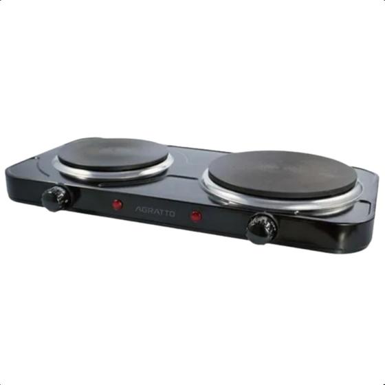 Fogão Elétrico de Mesa 2 Bocas Cooktop Portátil Preto Agratto Potente Pratico 2500W Menor preço em Fogão Elétrico de Mesa 2 Bocas Cooktop Portátil Preto Agratto Potente Pratico 2500W
