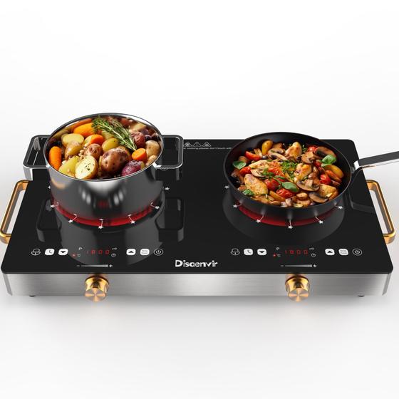 Imagem de Fogão Elétrico Disaenvir 2 Queimadores 2000W - 24 Polegadas - 110V com Display LCD