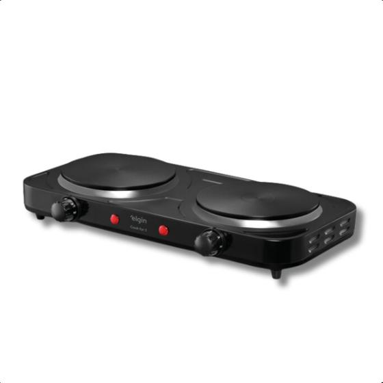 Fogão Elétrico Elgin Portátil 2 Bocas Preto Antiaderente 110v ou 220v Menor preço em Fogão Elétrico Elgin Portátil 2 Bocas Preto Antiaderente 110v ou 220v