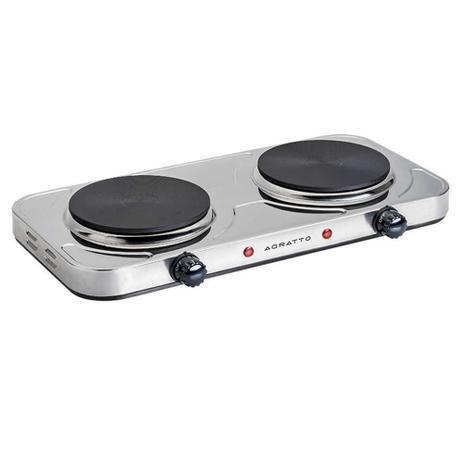 Fogão Elétrico Portátil Inox 2 Bocas 2000w Agratto 220V Menor preço em Fogão Elétrico Portátil Inox 2 Bocas 2000w Agratto 220V
