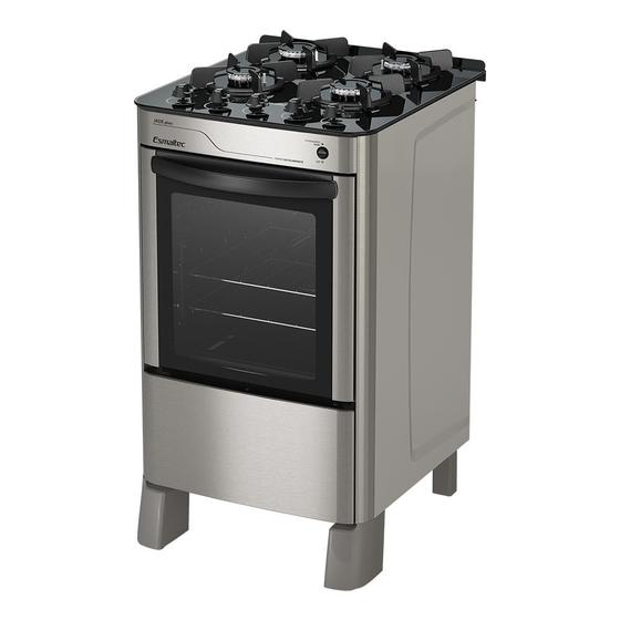 Imagem de Fogão Esmaltec Jade Glass 4 Bocas Inox com Forno Autolimpante e Acendimento Automático