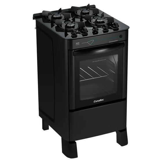 Fogão Esmaltec Jade Glass 4 Bocas Preto com Forno Autolimpante e ...