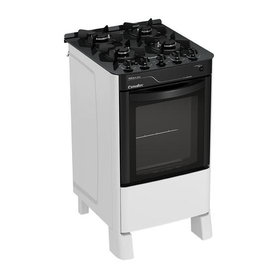 Imagem de Fogão Esmaltec Pérola Glass 4 bocas Branco com Trempes de Ferro Fundido