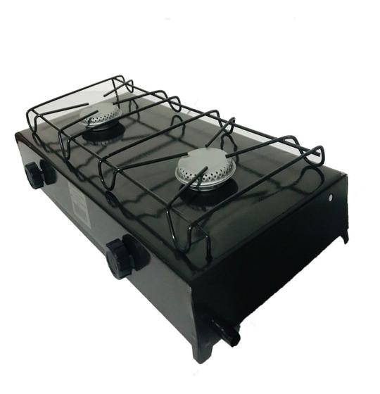 Fogão Fogareiro 2 Bocas Preto Camping Portátil A Gás Menor preço em Fogão Fogareiro 2 Bocas Preto Camping Portátil A Gás