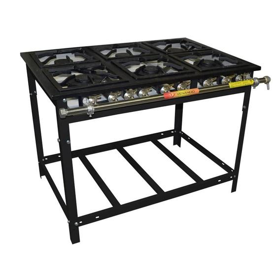 Fogão 6 Bocas Venâncio Industrial Baixa Pressão Preto - E6d3e Fogão 6 Bocas Venâncio Industrial Baixa Pressão Preto - E6d3e