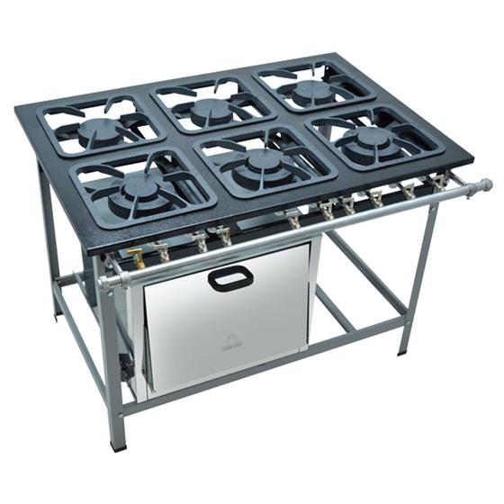 Imagem de Fogão Ind Baixa Pressão com Forno - 6 bocas 3 QS 3 QD 30x30 M19 S2000 Perfil 5 Metalmaq