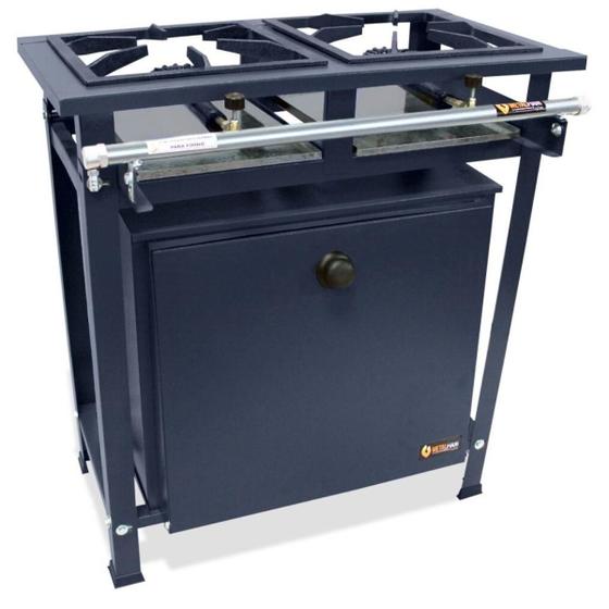 Fogão 2 Bocas Metalfour Industrial P5 Alta Pressão C/ Forno Preto