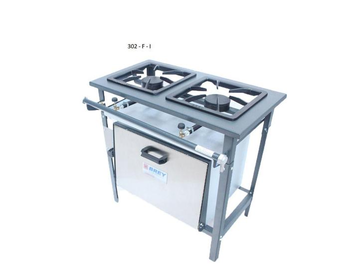 Imagem de Fogão Industrial 2 bocas - Baixa Pressão - 40x40 - Canto cozinha - Com forno - INOX - Metal brey