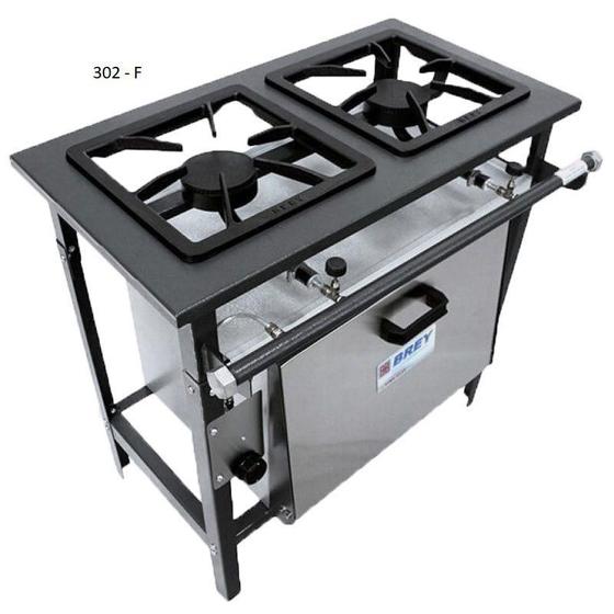 Imagem de Fogão Industrial 2 bocas - Baixa Pressão - 40x40 - Canto cozinha - Com forno - Metal brey