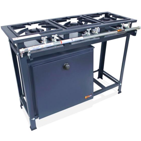 Imagem de Fogão Industrial 3 Bocas 3QD Baixa Pressão P5 com Forno 57L de Piso