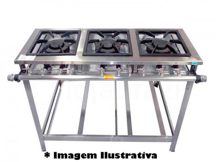 Imagem de Fogão Industrial 3 bocas Duplas 130mm 30x30 P5 em Aço Inox