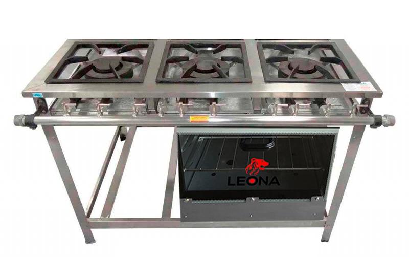 Imagem de Fogão Industrial 3 bocas Duplas 30x30 P7 em Aço Inox e Forno