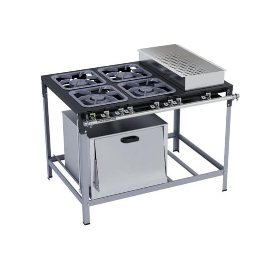 Fogão 4 Bocas Metalmaq Luxo Com Banho Maria e Forno Cinza - M22