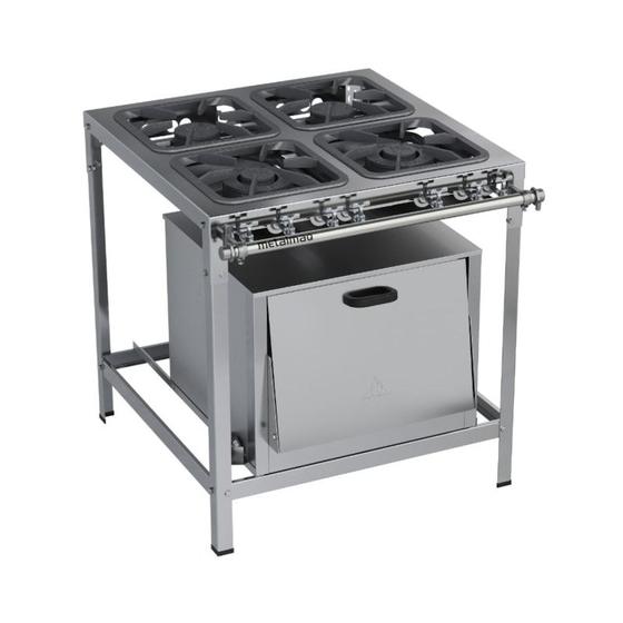 Imagem de Fogão Industrial 4 Bocas 30X30 com Forno Aço Inox S2020 Metalmaq