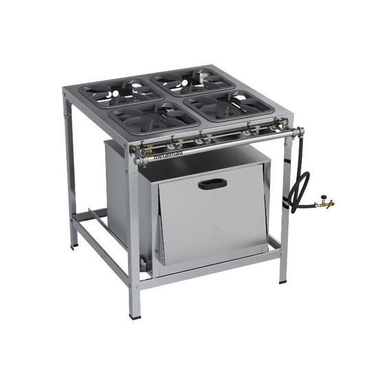 Imagem de Fogão Industrial 4 bocas 30X30 com Forno Alta Pressão S2010 Aço Inox Metalmaq