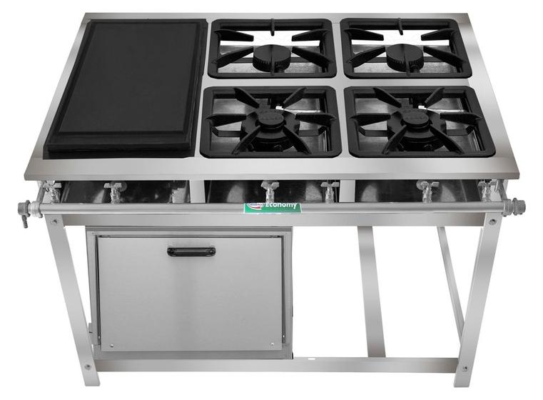 Fogão Industrial 4 Bocas 30x30 P5 BP em Aço Inox com Chapa e Forno 87 Lts Menor preço em Fogão Industrial 4 Bocas 30x30 P5 BP em Aço Inox com Chapa e Forno 87 Lts