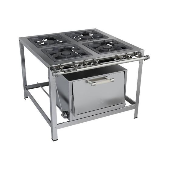 Imagem de Fogão Industrial 4 bocas 40x40 com Forno Luxo Aço Inox Metalmaq