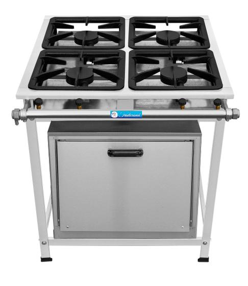 Imagem de Fogão Industrial 4 Bocas 40x40 P8 AP em Aço Inox Forno 112Lt