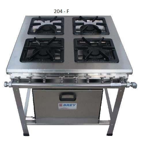 Imagem de Fogão Industrial 4 bocas - Alta Pressão - 30x30 - Centro cozinha - Forno - Metal brey