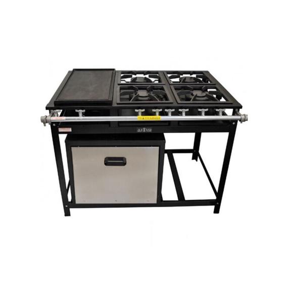 Fogão Industrial 4 Bocas com Forno Tampa inox e Chapa - Cristalaço Menor preço em Fogão Industrial 4 Bocas com Forno Tampa inox e Chapa - Cristalaço