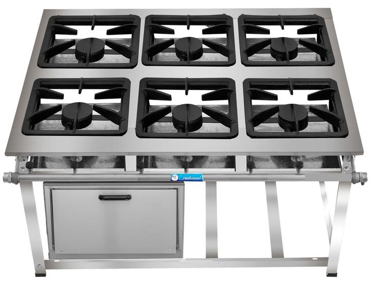 Imagem de Fogão Industrial 6 Bocas 30x30 Alta P5 em Aço Inox com Forno