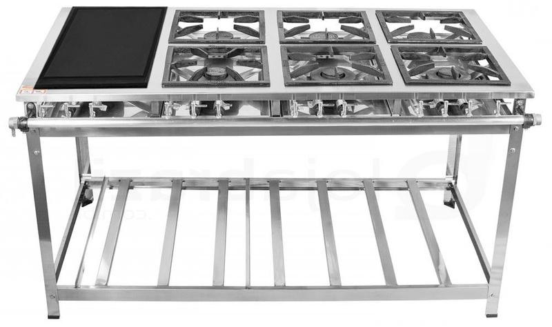 Imagem de Fogão Industrial 6 Bocas 30x30 P5 Aço Inox Chapa Bifeteira