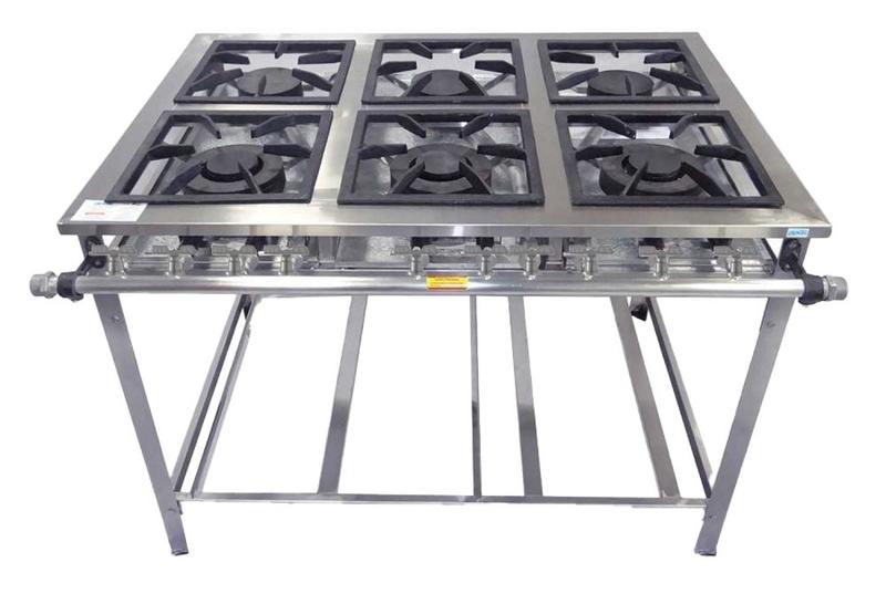 Imagem de Fogão Industrial 6 Bocas 30x30 P5 Baixa Pressão Em Aço Inox