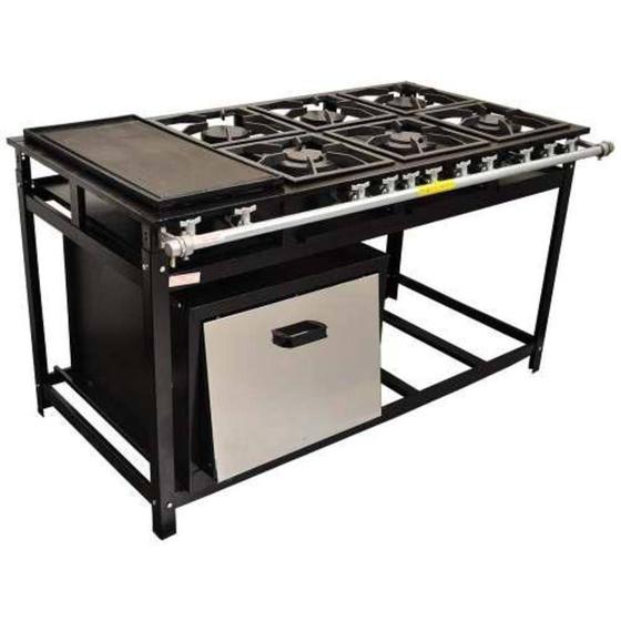Fogão Industrial 6 Bocas 30X30 P5 Chapa Bif Forno Tampa Inox Menor preço em Fogão Industrial 6 Bocas 30X30 P5 Chapa Bif Forno Tampa Inox