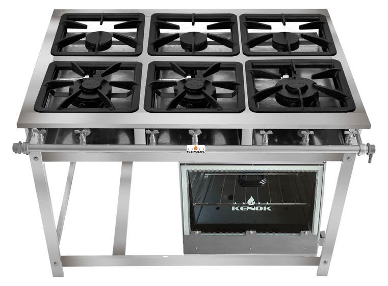 Imagem de Fogão Industrial 6 Bocas 30x30 Perfil 7 Em Aço Inox E Forno