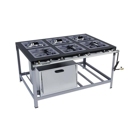 Imagem de Fogão Industrial 6 bocas 40X40 Alta Pressão com Forno Metalmaq