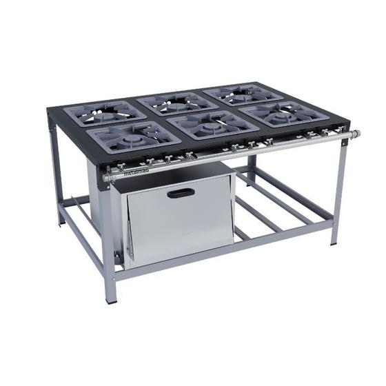 Imagem de Fogão Industrial 6 bocas 40X40 com Forno Metalmaq