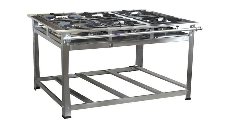 Imagem de Fogão Industrial 6 bocas 40x40 INOX sem forno Alta Pressão Cristalaço