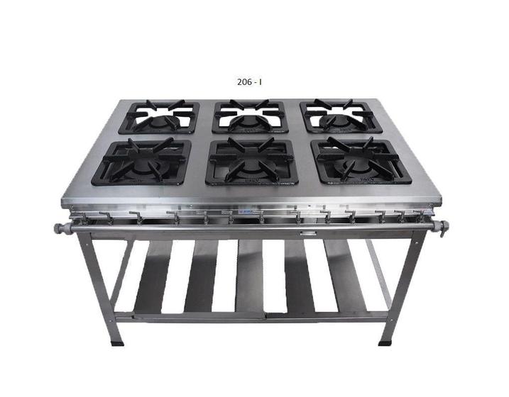 Imagem de Fogão Industrial 6 bocas - Alta Pressão - 30x30 - Canto cozinha - INOX - Metal brey