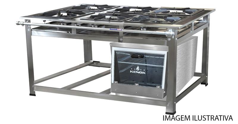 Imagem de Fogão Industrial 6 Bocas Alta Pressão P7 Aço Inox e Forno