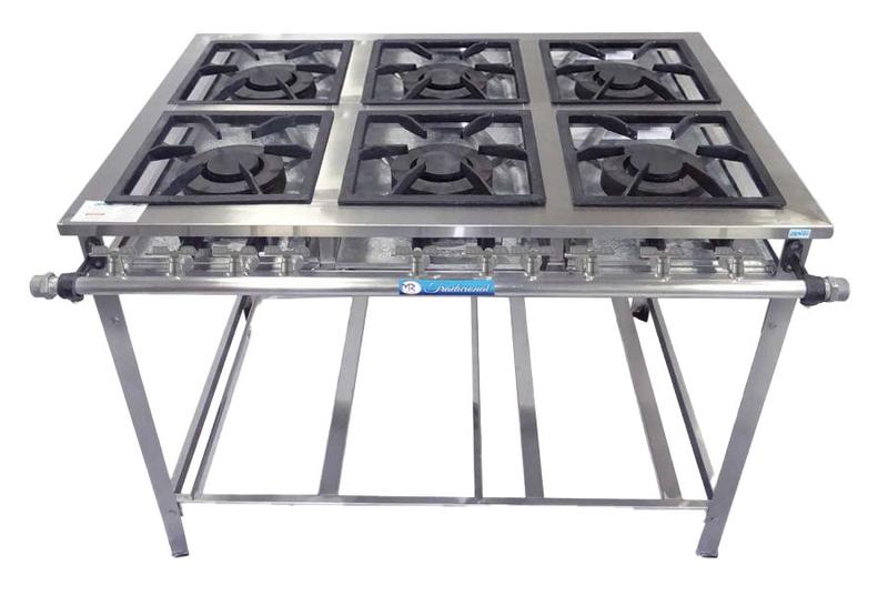 Imagem de Fogão Industrial 6 Bocas Duplas 40x40 Baixa Pressão Aço Inox