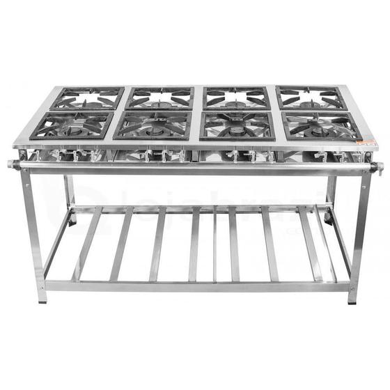 Imagem de Fogão Industrial 8 Bocas 30x30 Inox sem Forno Cristalaço