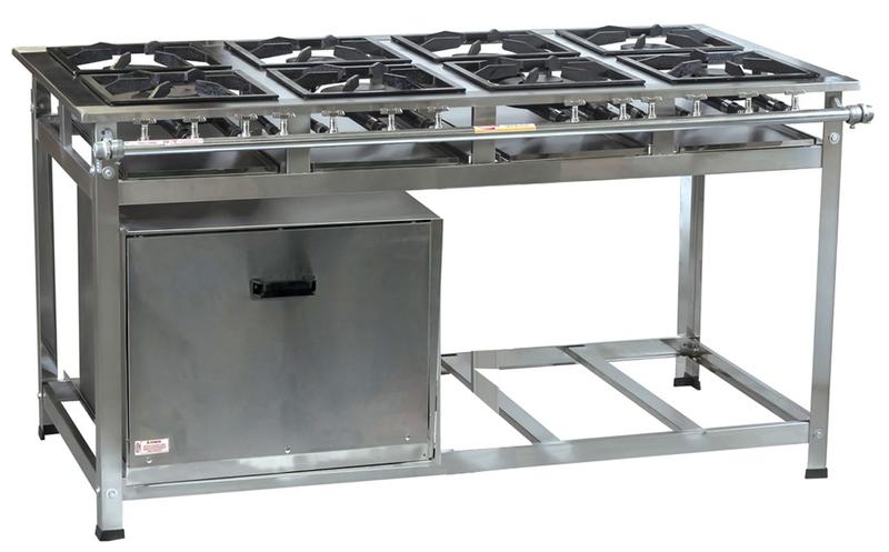 Imagem de Fogão Industrial 8 Bocas 40x40 QD 170 QS 130 Baixa Pressão Perfil 8 em Aço Inox Forno 92 Lts