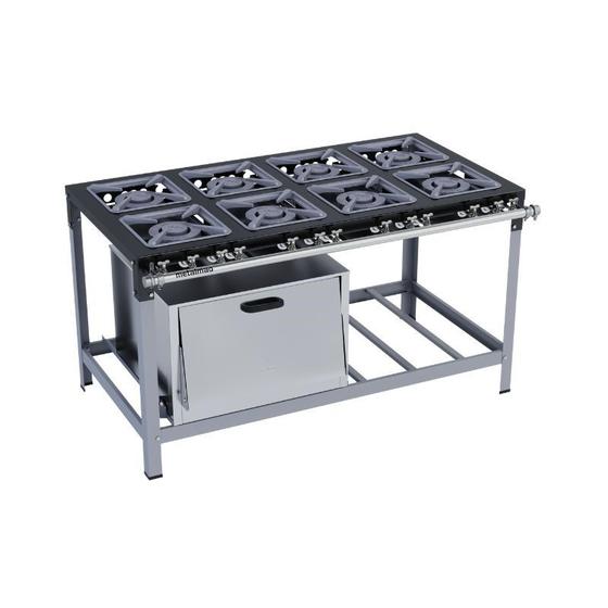 Imagem de Fogão Industrial 8 Bocas Duplas 30X30 com Forno Luxo Metalmaq