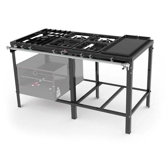 Imagem de Fogão Industrial Baixa Pressão PMS-510FCH Sem Forno Com Chapa - 4 QS 1 QD c/ Registro pra Forno- Progás