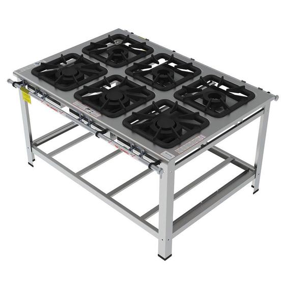 Imagem de Fogão Industrial Inox Gastromaq 6 Bocas Mistas Centro FGI406CM