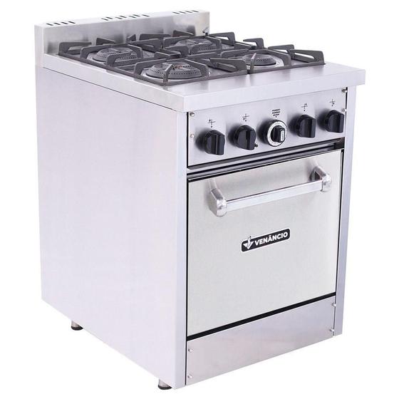 Fogão Industrial Venâncio de Inox com 4 Bocas Forno Don Bidone Menor preço em Fogão Industrial Venâncio de Inox com 4 Bocas Forno Don Bidone